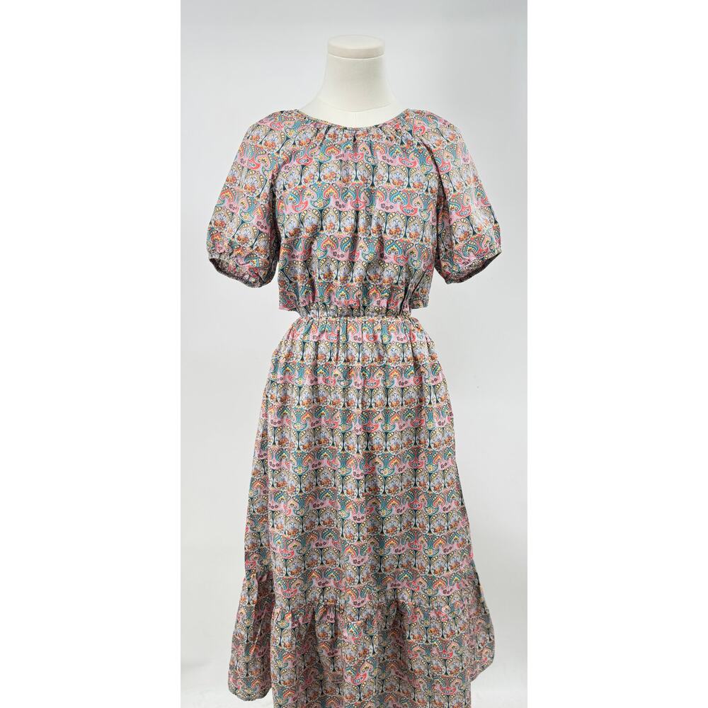 J Crew Liberty Giorgia Duke Floral Puff Sleeve Open back Midi Dress 10